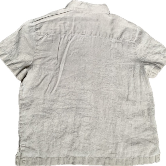 ANN TAYLOR linen Short sleeve button down shirt in tan, size 14 - Picture 2 of 6